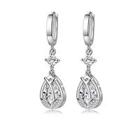 Orecchini da donna per matrimonio, con zirconi a forma di goccia, in rame, per adolescenti e ragazze, 42mm, Rame, Zirconie sintetico
