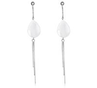 Orecchini da donna per matrimonio, orecchini pendenti in argento Sterling S925 conchiglia con pompon a forma di gocce d'acqua 52 x 12 mm