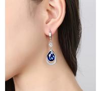 Orecchini da donna per vacanze, orecchini placcati in argento, con cristallo lacrima, 50 x 16 mm, per la festa della mamma