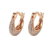 Orecchini da donna piccoli a cerchio, placcati in oro rosa, eleganti zirconi per la festa della mamma