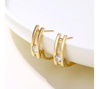 Orecchini da donna piccoli a cerchio, placcati in oro, zirconi bianchi, piccola personalità per gioielli di compleanno