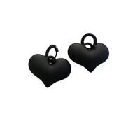 Orecchini da donna piccoli, con zirconi, pendenti a forma di cuore nero opaco, superficie satinata, retro per gioielli di compleanno, Schwarz, Lega di acciaio, Zirconia cubica