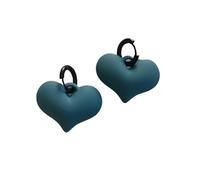 Orecchini da donna piccoli, con zirconi, pendenti a forma di cuore nero opaco, superficie satinata, retro per gioielli di compleanno, Blau, Lega di acciaio, Zirconia cubica