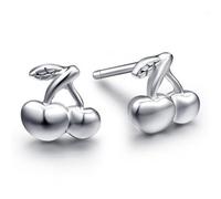 Orecchini da donna piccoli, placcati in argento, a forma di frutta semplice, per la festa della mamma