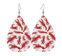 Orecchini Da Donna Red Lobster Print Orecchino In Ecopelle Decorazioni Per Feste Moda Goccia D'Acqua Orecchini, Per Valentine'S Day, Ouple, Le Donne