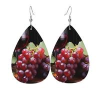 Orecchini Da Donna Red Wine Grape Orecchino In Ecopelle Confortevoli Moda Goccia D'Acqua Orecchini, Per Valentine'S Day, Party, Ouple