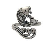 Orecchini da donna regolabili, in argento Sterling S925, retr貌, creativi, con pesce koi, regolabili, aperti, con anello a coda, per dita dei piedi, gioielli per donne e ragazze