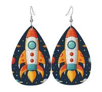 Orecchini Da Donna Rocket Clipart Space Ship Orecchino In Ecopelle Decorazioni Per Feste Classico Orecchini A Goccia, Per Ouple, Valentine'S Day, Wedding