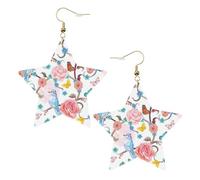 Orecchini da donna romantici con motivo floreale a forma di farfalla e uccellini, scintillanti orecchini pendenti a stella, gioielli alla moda per una serata fuori, One Size, Pelle