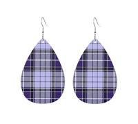 Orecchini da donna scozzesi a forma di goccia d'acqua, accessori alla moda, in tartan scozzese giallo e blu, con motivo tartan viola
