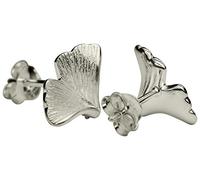 Orecchini da donna SILBERMOOS foglia di ginko biloba argento Sterling 925 opaco