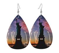 Orecchini Da Donna Statue Of Freedom Flag Print Ecopelle Orecchino Classico Decorazioni Per Feste Goccia D'Acqua Orecchini, Per Wedding, Ouple, Party