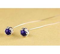 Orecchini da Donna Thai Silver S925 Silver Thai Pure Hand Female Lotus Lapis Lazuli Orecchini da Donna, Argento 925, LJBLEUSK