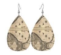 Orecchini Da Donna Viking World Ancient Map Of Norway Ecopelle Orecchino Classico Confortevoli Orecchini A Goccia Lunghi, Per Party, Le Donne, Wedding