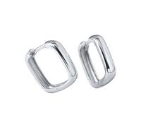 Orecchini da donna vintage, orecchini a cerchio in argento Sterling S925, semplici quadrati geometrici lucidati per balli di fine anno, Silber, Argento sterling, Nessuna pietra preziosa
