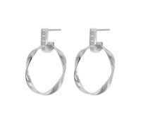 Orecchini da donna, vintage, orecchini pendenti in argento con zirconi cubici, ciondolo rotondo, 21 x 27 mm, per matrimonio, gioielli, Pendentif rond en zircone cubique de forme ronde, Rame, Zirconia