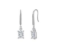 Orecchini da donna vintage pendenti 925 eleganti zirconi rettangolari 31 mm per anniversario gioielli, 925 Sterling SilberRechteckig, Argento sterling, Zirconia cubica
