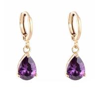 Orecchini da donna vintage pendenti in oro a cerchio e goccia d'acqua con zirconi cubici per festa del papà, Violet, Rame, Zirconia cubica