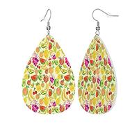 Orecchini Da Donna Watermelon Cherry Pineapple Fruit Doodle Orecchino In Ecopelle Confortevoli Orecchini A Goccia, Per Party, Carnevale, Le Donne