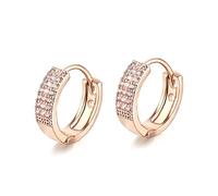 Orecchini da matrimonio, a cerchio in argento pavé geometrico in zircone 4 x 13 mm, per uomo fidanzamento gioielli, Pavé géométrique de zircone cubique de forme ronde, Rame, Zirconia cubica