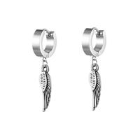 Orecchini da matrimonio, orecchini a cerchio in argento da donna, in acciaio inossidabile, ciondolo a cerchio con ala da torre, 9 x 4 mm, per festa della mamma, Pendentif cercle en acier inoxydable