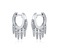 Orecchini da matrimonio, orecchini in argento 925 da appendere in oro con nappa di zirconi per donne festa del papà gioielli, Silber, Argento sterling, Zirconia cubica
