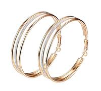 Orecchini da ragazza in argento 925 grandi orecchini a cerchio sottili pendenti eleganti strass orecchini da sposa per donne, Taglia unica, Lega di acciaio, Nessuna pietra preziosa