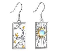 Orecchini da sole con stella d'argento della luna da donna Minimalista Celestial ciondola gioielli a goccia