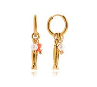 Orecchini da spiaggia per le donne-Orecchini pendente placcato in oro 14K con perline e perle rosse, gioielli estivi impermeabili a tema oceano, eleganti orecchini ispirati al mare