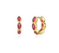 Orecchini da sposa, a cerchio, in argento 925, viola con zirconi cubici, da donna, per compleanno, gioielli, Rose Rouge, Argento sterling, Zirconia cubica