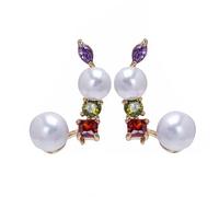 Orecchini da sposa da donna, orecchini a perno da donna, in oro, a forma di animale carino, con zirconia cubica e perle, per sorelle, festa della mamma, gioielli popolari, Colorful, base placcata oro