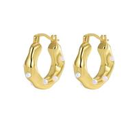 Orecchini da sposa per spose, orecchini a cerchio dorati con piccole perle geometriche per donne gioielli per anniversario semplici, 21x20MM, base placcata oro rosa, Perla