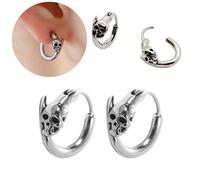 Orecchini da uomo cerchio con teschio acciaio inox cerchietti skull punk rock