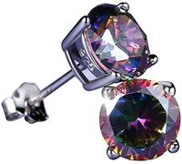 Orecchini da Uomo Classici da Donna tondi Quadrati Colorati intarsiati Gioielli per Donne Ragazze Adolescenti Compleanno Natale Amici Regalo - 6 mm Tondo Fashion