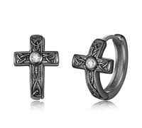 Orecchini da uomo con nodo celtico vichingo, in argento 925, piccoli orecchini a cerchio, ipoallergenici, alla moda, colore nero, da donna