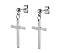 Orecchini da uomo, in acciaio inox, con croce in argento, per la festa della mamma, gioielli regalo, Edelstahlkreuz, Acciaio inossidabile, Nessuna pietra preziosa