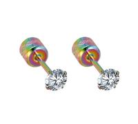 Orecchini da uomo, in acciaio inox, da donna, in argento, 2/8 mm, rotondi, con zirconi per gioielli di nozze, 5 MM, Acciaio inossidabile, Zirconia cubica
