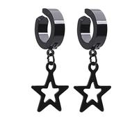 Orecchini da uomo, neri, orecchini a perno con stella, per balli di fine anno, gioielli classici, 17MM, Acciaio inossidabile, Nessuna pietra preziosa