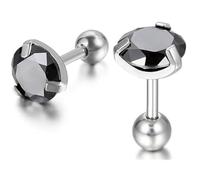 Orecchini da uomo nero Royal King Crown argento-3 mm