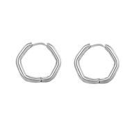 Orecchini da uomo, orecchini a cerchio in argento, piccoli, in acciaio inox, forma geometrica per gioielli di Capodanno, EdelstahlFünfeckform, Acciaio inossidabile, Nessuna pietra preziosa
