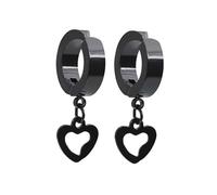 Orecchini da uomo, orecchini neri da donna, con cuore, 10 mm, per anniversario, gioielli eleganti, 10 mm, Acciaio inossidabile, Nessuna pietra preziosa