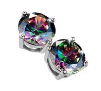 Orecchini da uomo rotondi in sette colori placcati in argento Orecchini da uomo e da donna Accessori per orecchie personalizzati Orecchini Yoga (Silver, One Size)