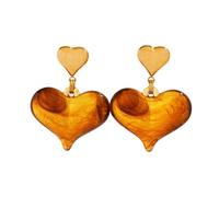 Orecchini dal design esagerato e di nicchia con motivo a cuore rosso. Un accessorio estivo versatile.(Orange)