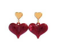 Orecchini dal design esagerato e di nicchia con motivo a cuore rosso. Un accessorio estivo versatile.(Red)