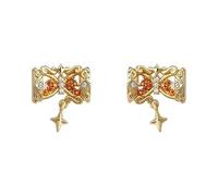Orecchini dal design originale per le donne, decorazione a forma di clessidra a forma di stella, zircone lucido intarsiato con ago in argento ipoallergenico, orecchini a perno in rame placcato oro