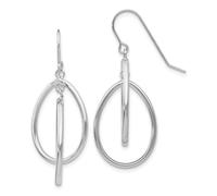 Orecchini Dangler A Due Gocce In Oro Bianco 14K Con Gancio A Pecora 44mm X 19mm