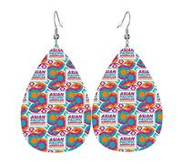 Orecchini del mese del patrimonio asiatico-americano e delle isole del Pacifico per donne, ragazze, in pelle, gioielli leggeri, orecchini pendenti a goccia