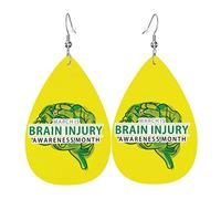 Orecchini del mese della consapevolezza delle lesioni cerebrali traumatiche per le donne Orecchini pendenti a goccia gioielli leggeri in pelle da donna