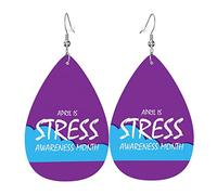 Orecchini del mese della consapevolezza dello stress per le donne Orecchini pendenti in pelle leggera con gioielli a goccia