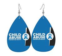 Orecchini del mese di Child AbuseAwareness per donne, ragazze, in pelle, gioielli leggeri, orecchini pendenti a goccia